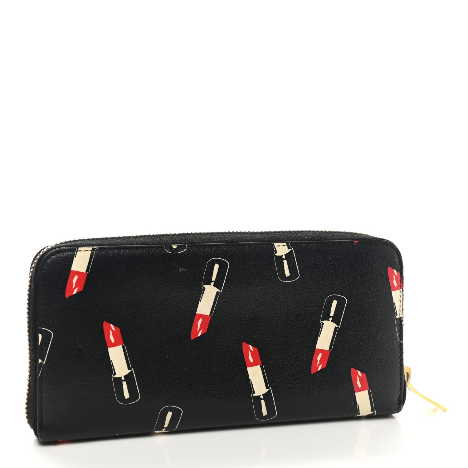 Saint Laurent Calfskin Lipstick Print Monogram Zip Around Wallet Black 3 of 7