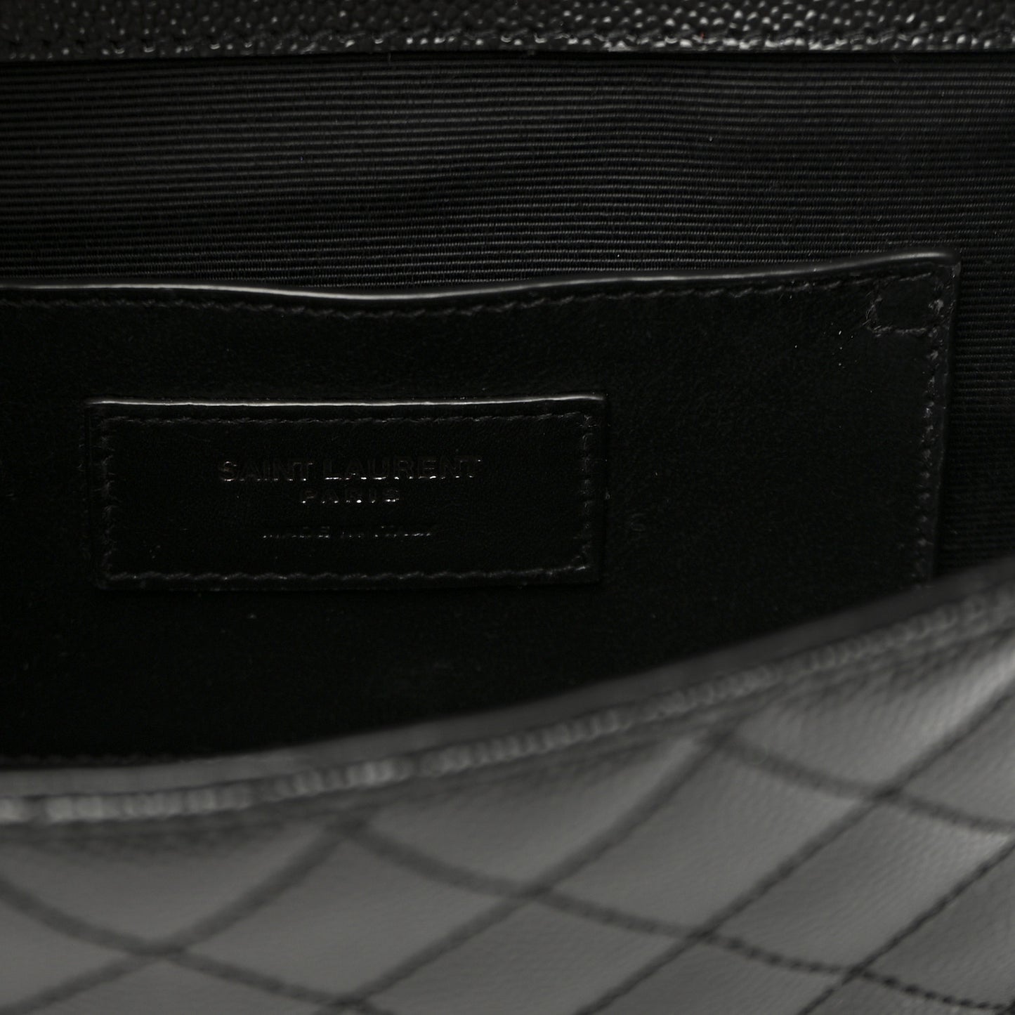 Grain De Poudre Textured Mixed Matelasse Triquilt Small Monogram Monochrome Satchel Black
