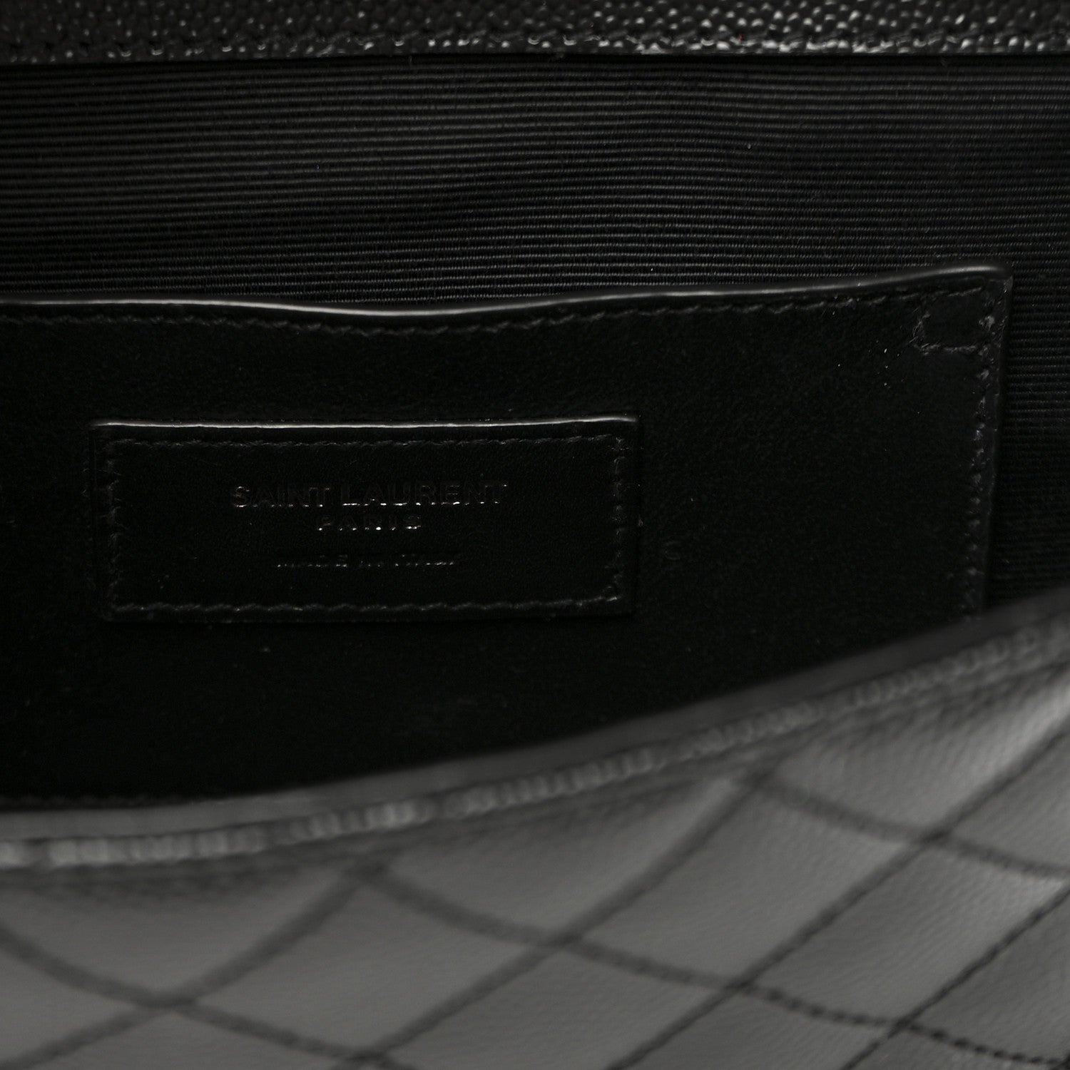 Saint Laurent Grain De Poudre Textured Mixed Matelasse Triquilt Small Monogram Monochrome Satchel Black 6 of 9