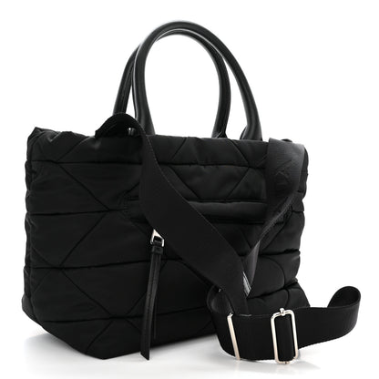 Prada Re-Nylon Nappa Triangle Quilted Padded Small Double Handled Zip Tote Black 3 of 11