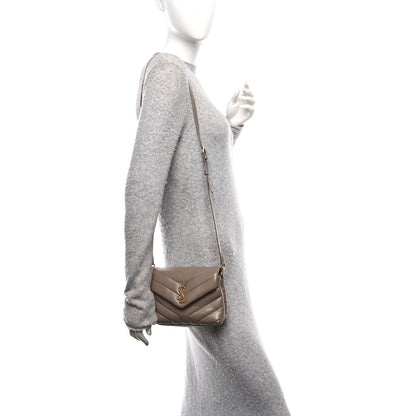 Saint Laurent Calfskin Y Quilted Monogram Toy Loulou Crossbody Bag Taupe 2 of 10