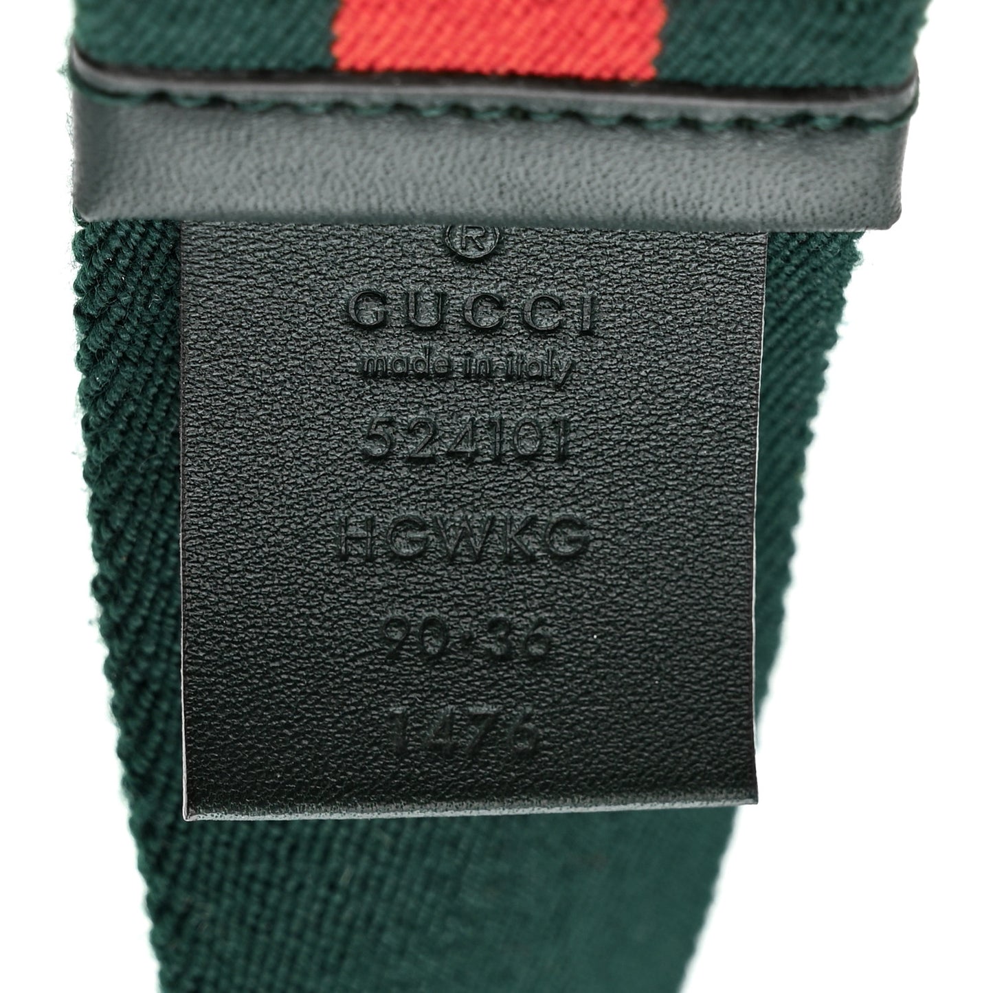 Canvas Torchon Double G Web Belt 90 36 Verde