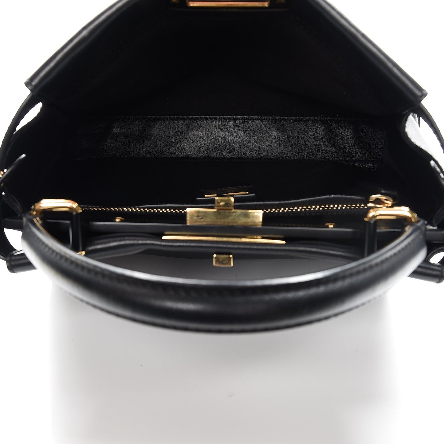 Vitello Seta Shiny Nappa Medium Peekaboo Iconic Satchel Black