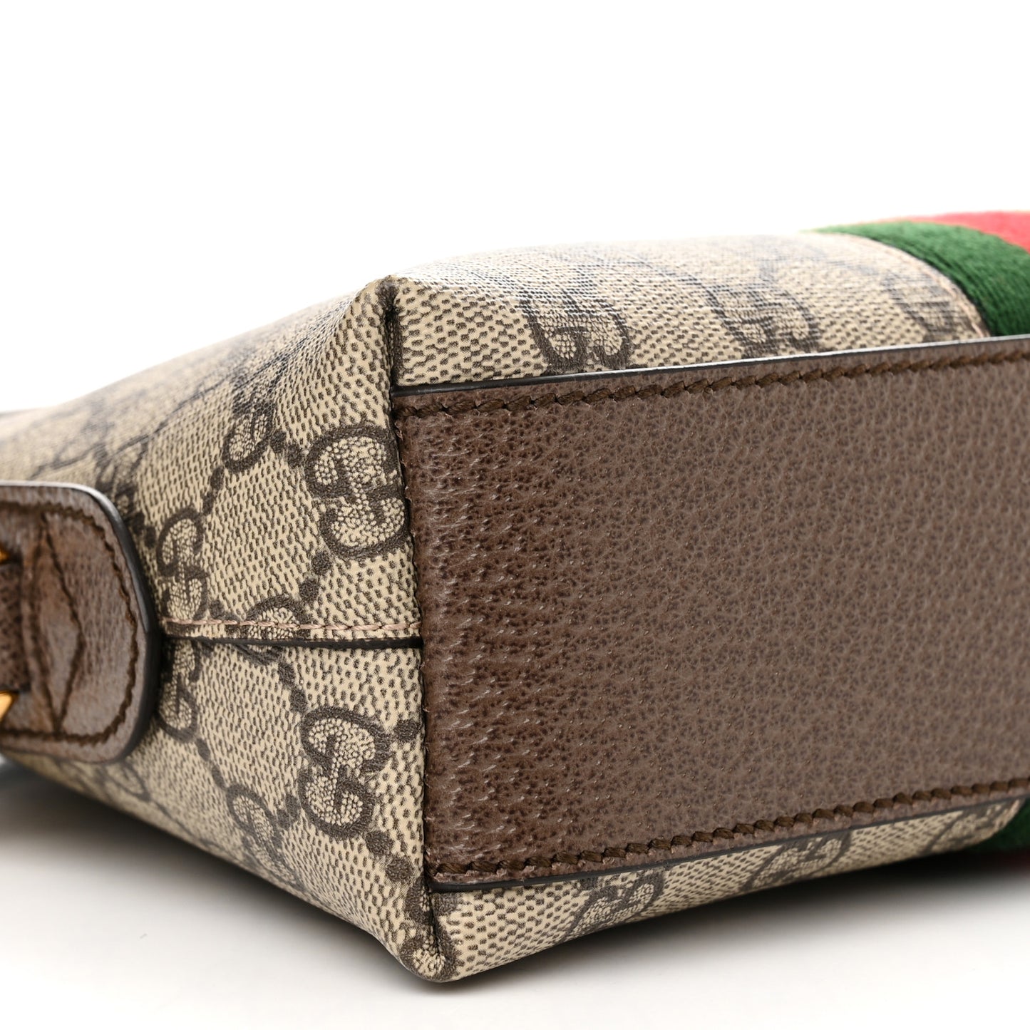 GG Supreme Monogram Textured Dollar Calfskin Web Small Ophidia Dome Shoulder Bag Beige Ebony New Acero