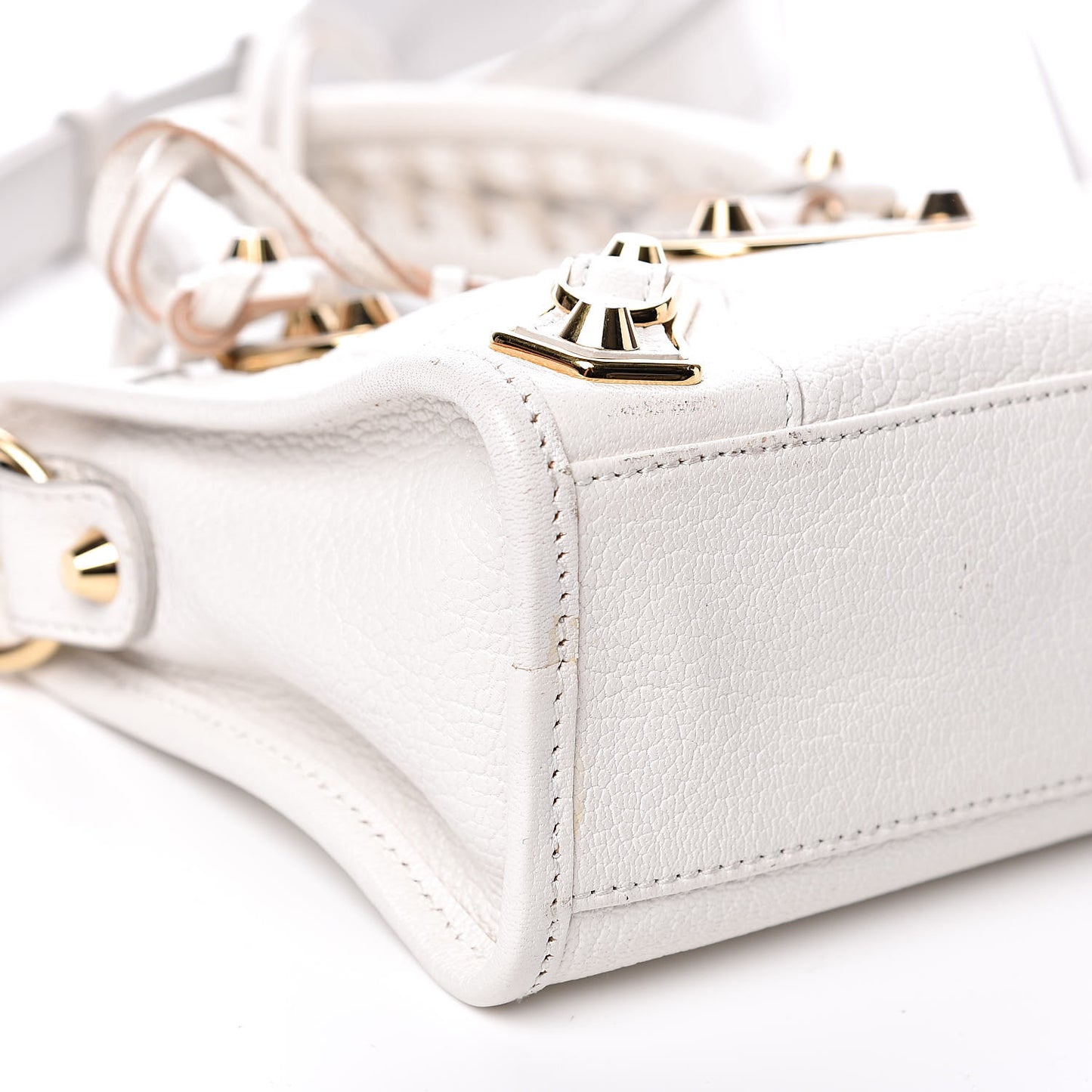 Chevre Gold Metallic Edge Hardware Mini City White