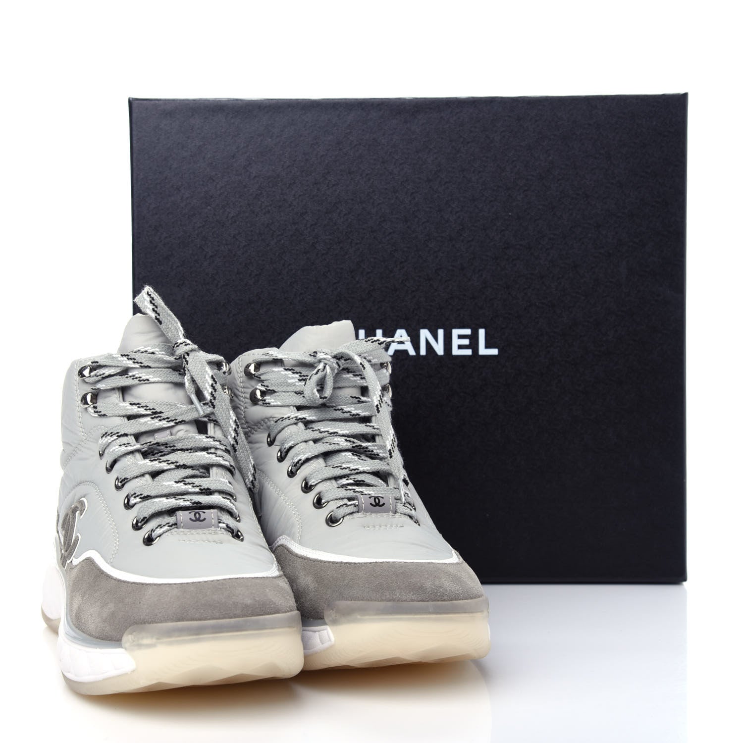 Chanel Fabric Suede Womens CC Sneakers 39 Grey 11 of 11