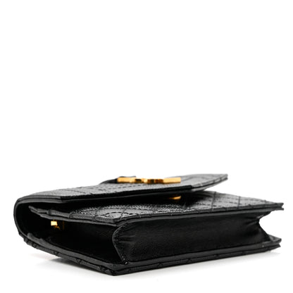 Saint Laurent Grain De Poudre Mixed Matelasse Triquilt Monogram Compact Tri Fold Wallet Black 4 of 6
