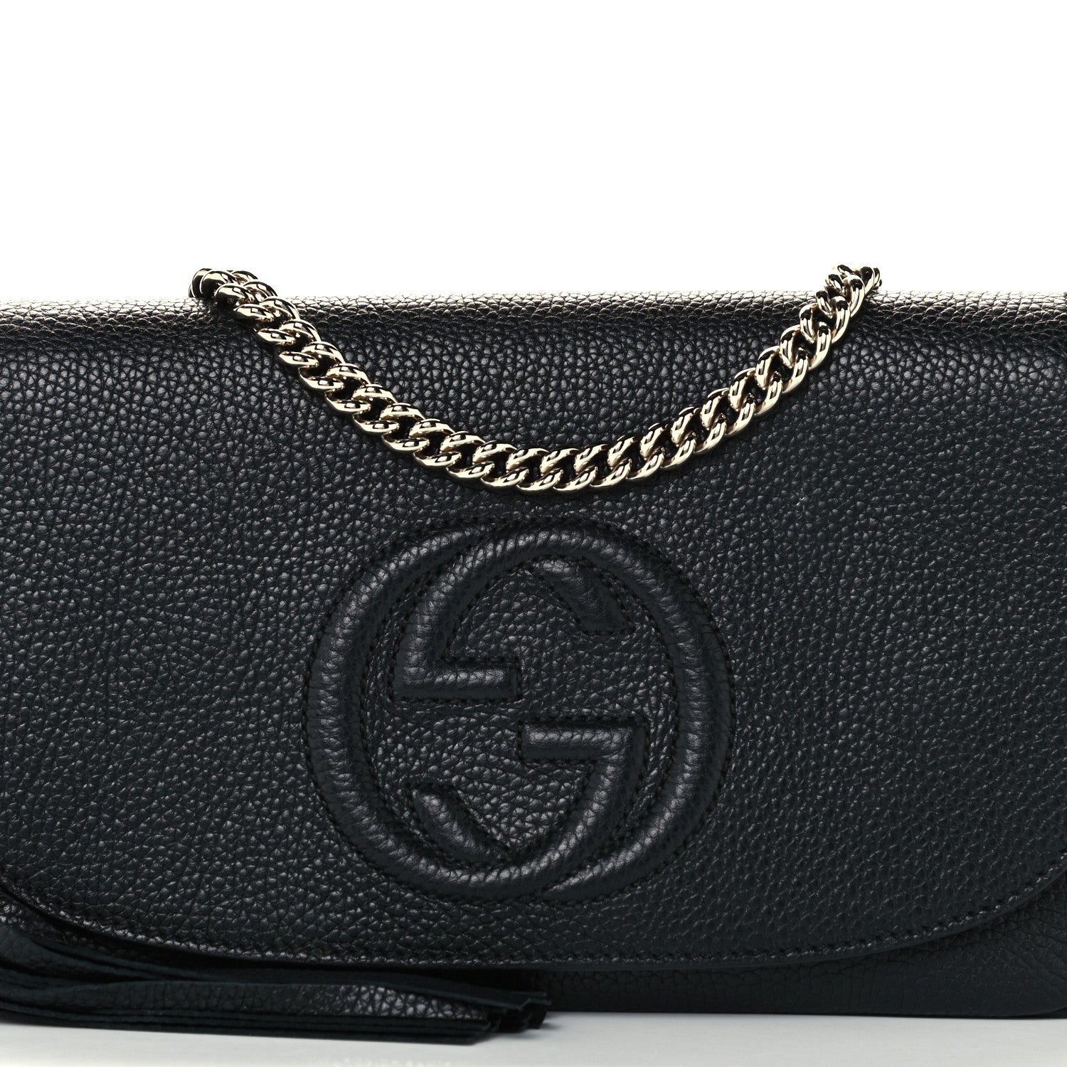 Gucci Pebbled Calfskin Medium Soho Flap Crossbody Black 9 of 11