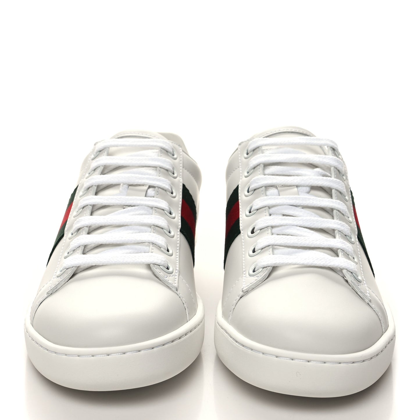 Calfskin Crocodile Web Womens Ace Sneakers 36 White Green