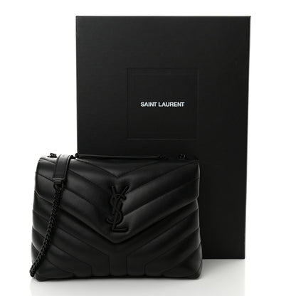 Saint Laurent Calfskin Y Quilted Monogram Monochrome Small Loulou Chain Satchel Black 11 of 11