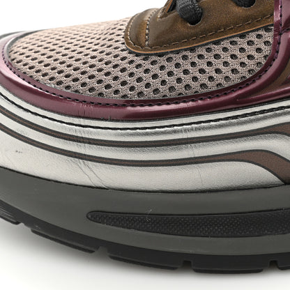 Chanel Fabric Laminated Calfskin Stretch CC Womens Sneakers 38 Khaki Silver Dark Purple 13 of 13
