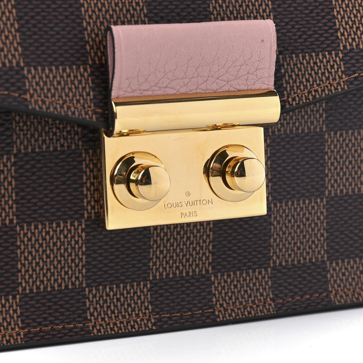 Damier Ebene Croisette Chain Wallet Rose Ballerine