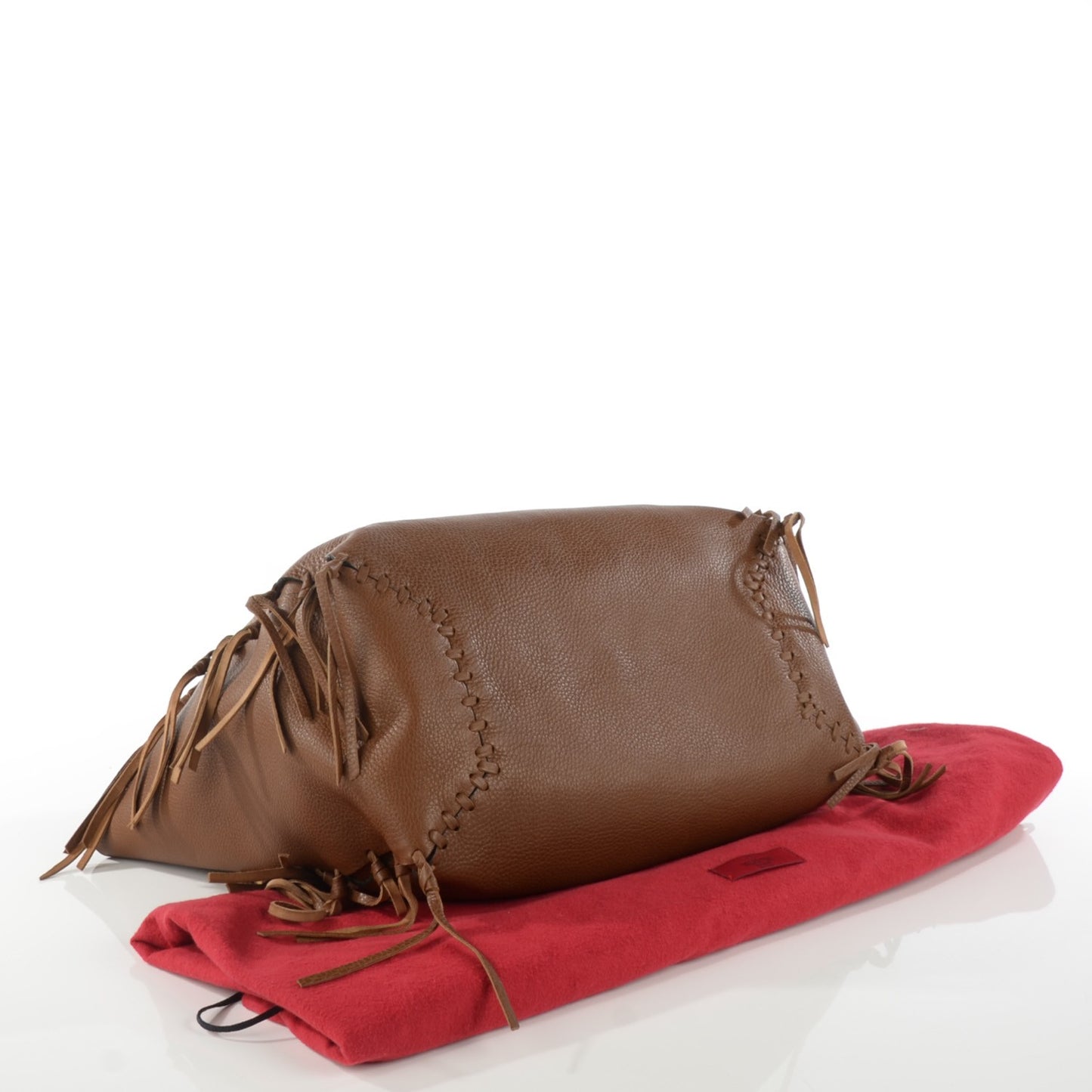 Grained Calfskin C-Rockee Fringe Tote Tan