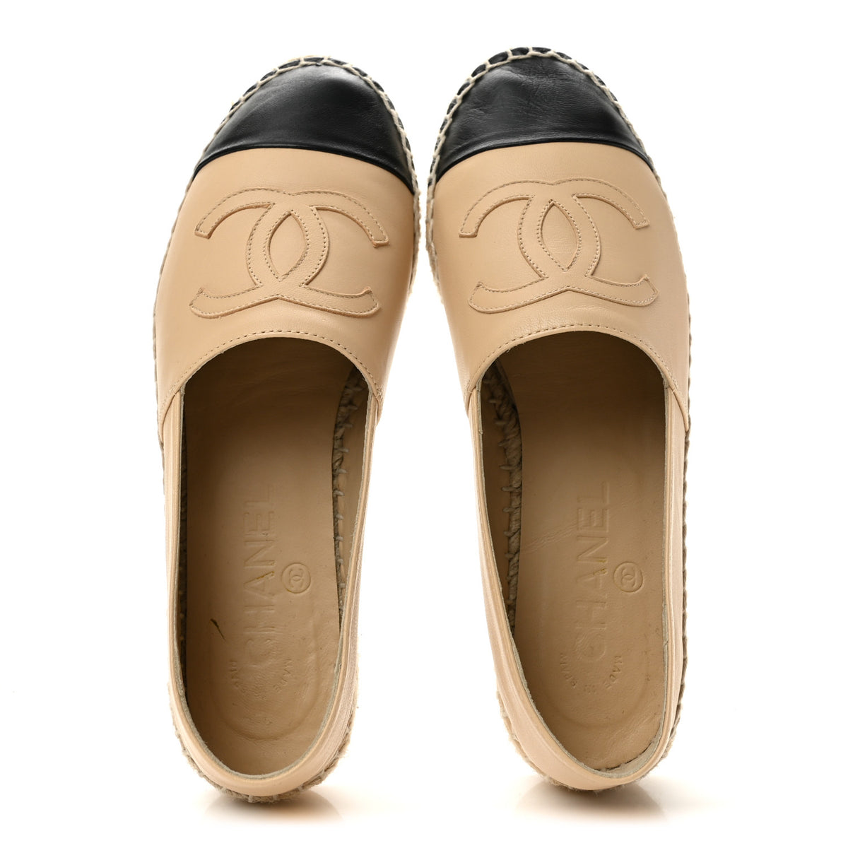 Lambskin CC Espadrilles 36 Beige Black