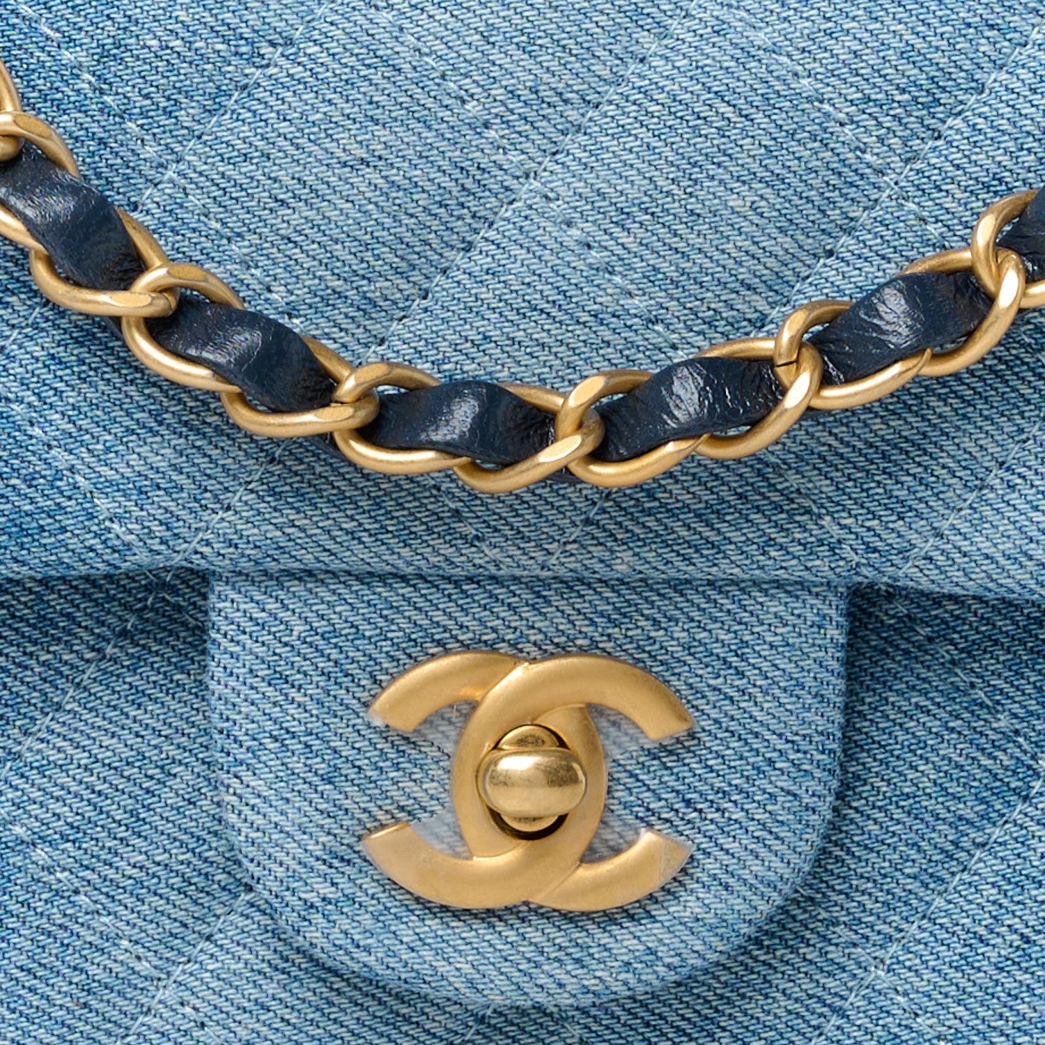Chanel Washed Denim Quilted Mini Rectangular Flap Blue 9 of 12