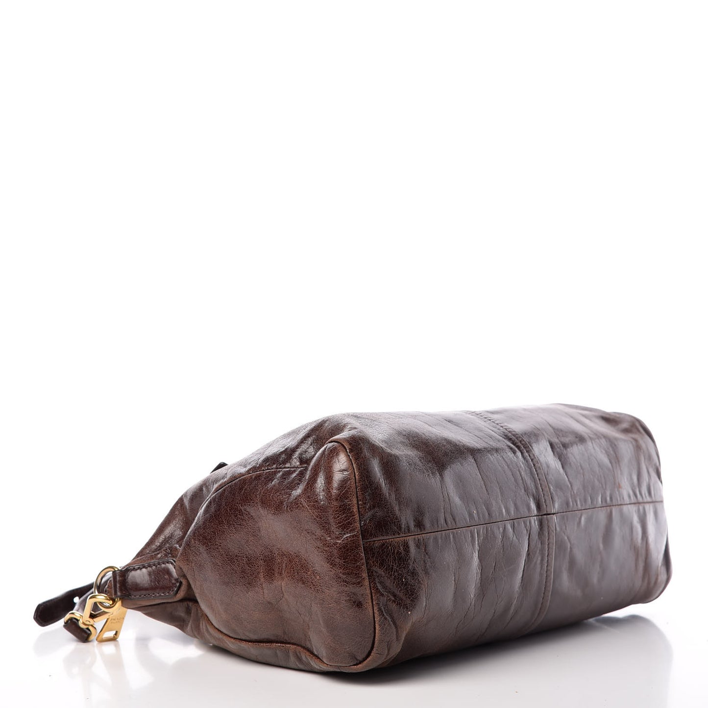 Vitello Shine Shopping Satchel Brown