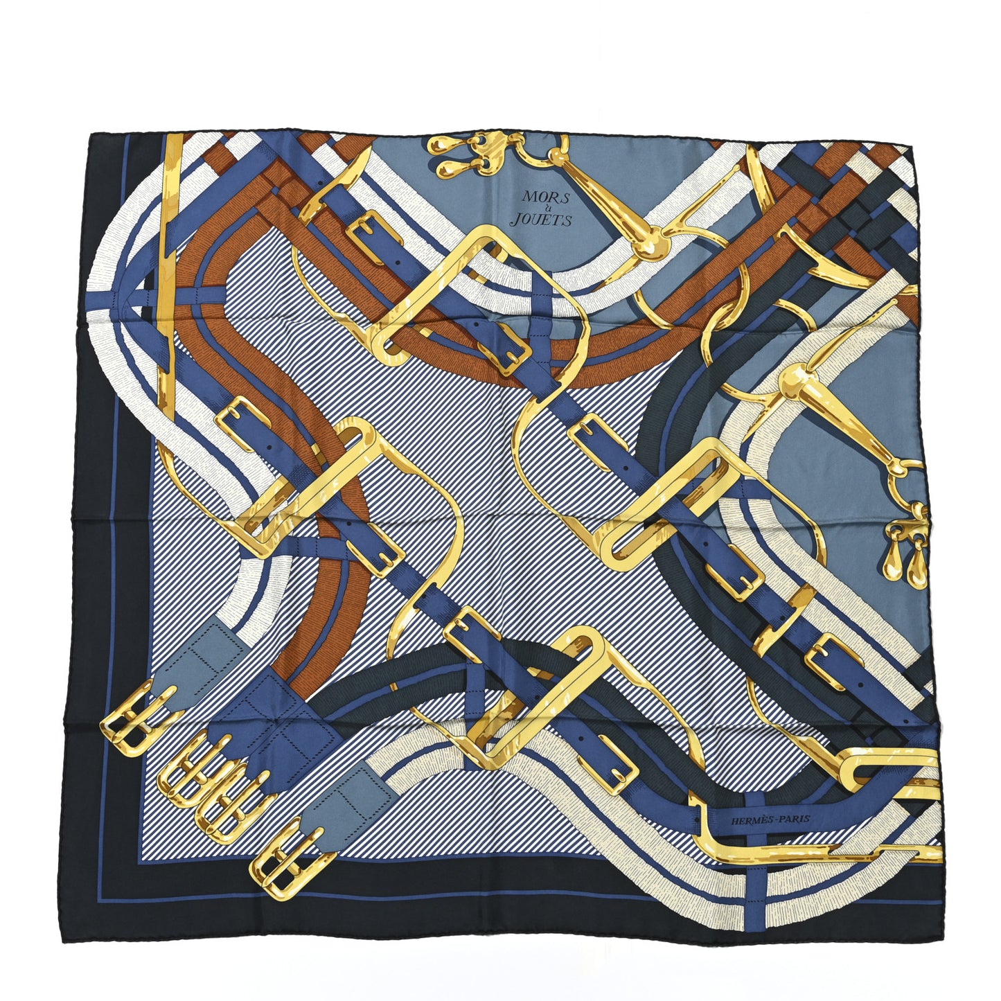 Silk Mors A Jouets Chemise Scarf 90 Petrole Caramel