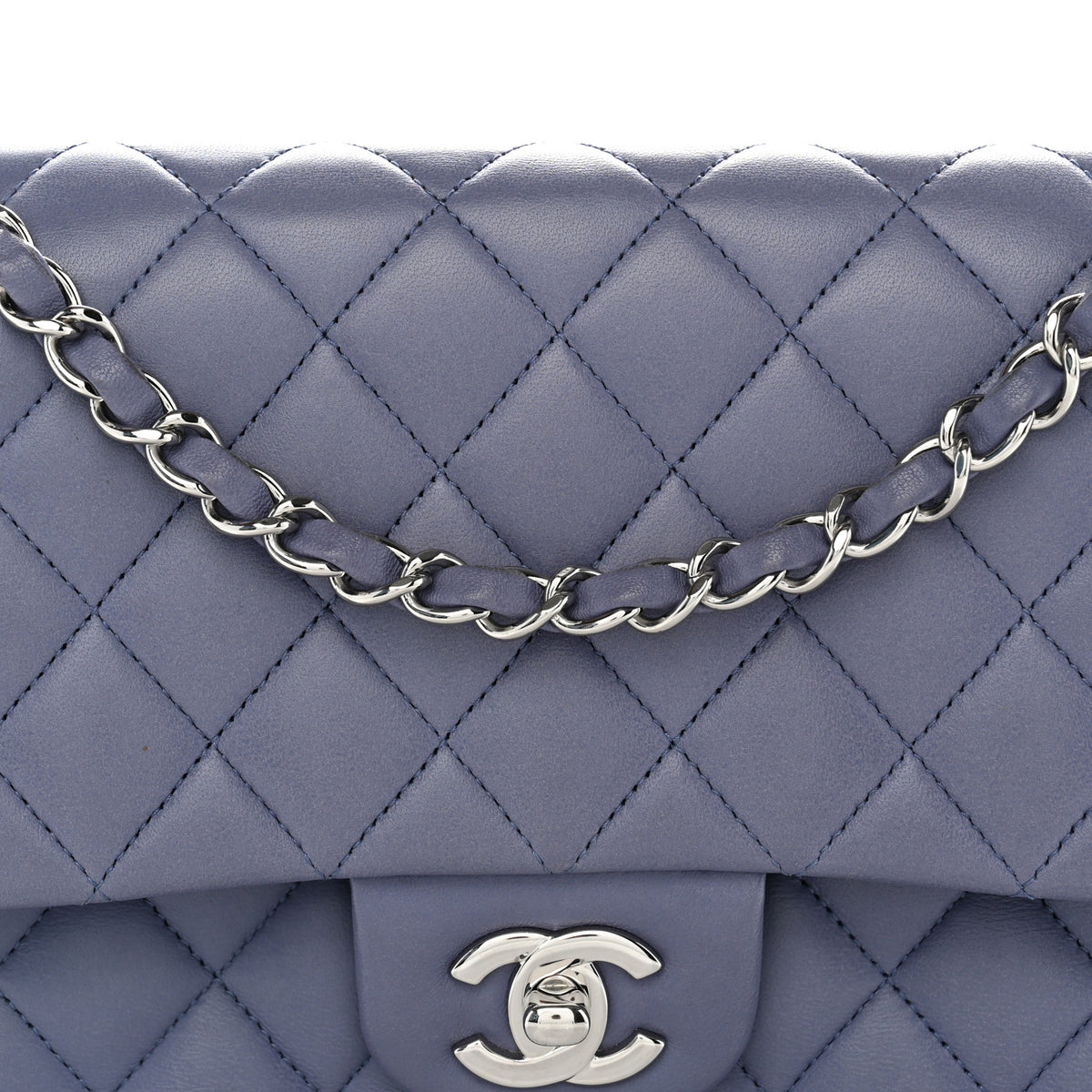 Chanel Lambskin Quilted Medium Double Flap Blue 7 of 10