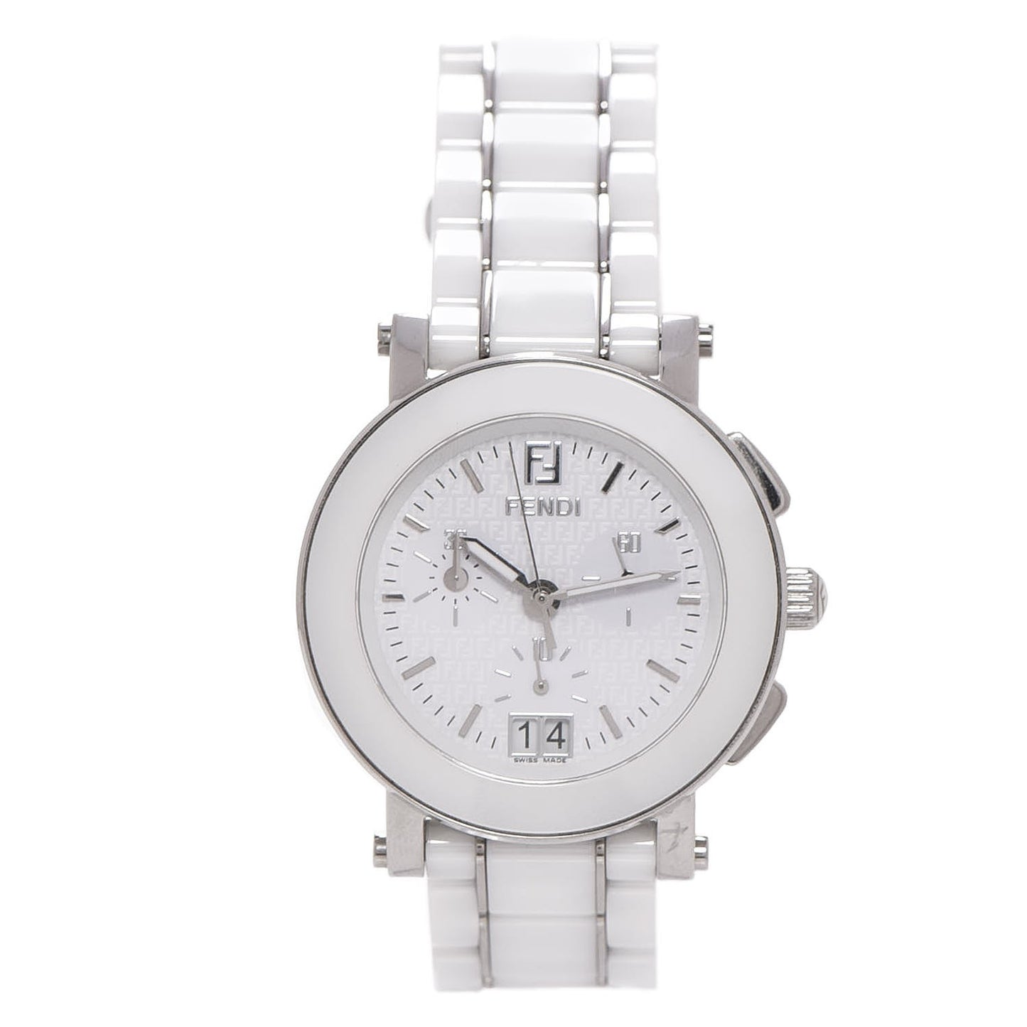 Stainless Steel Ceramic 38mm Chronograph Quartz Watch White