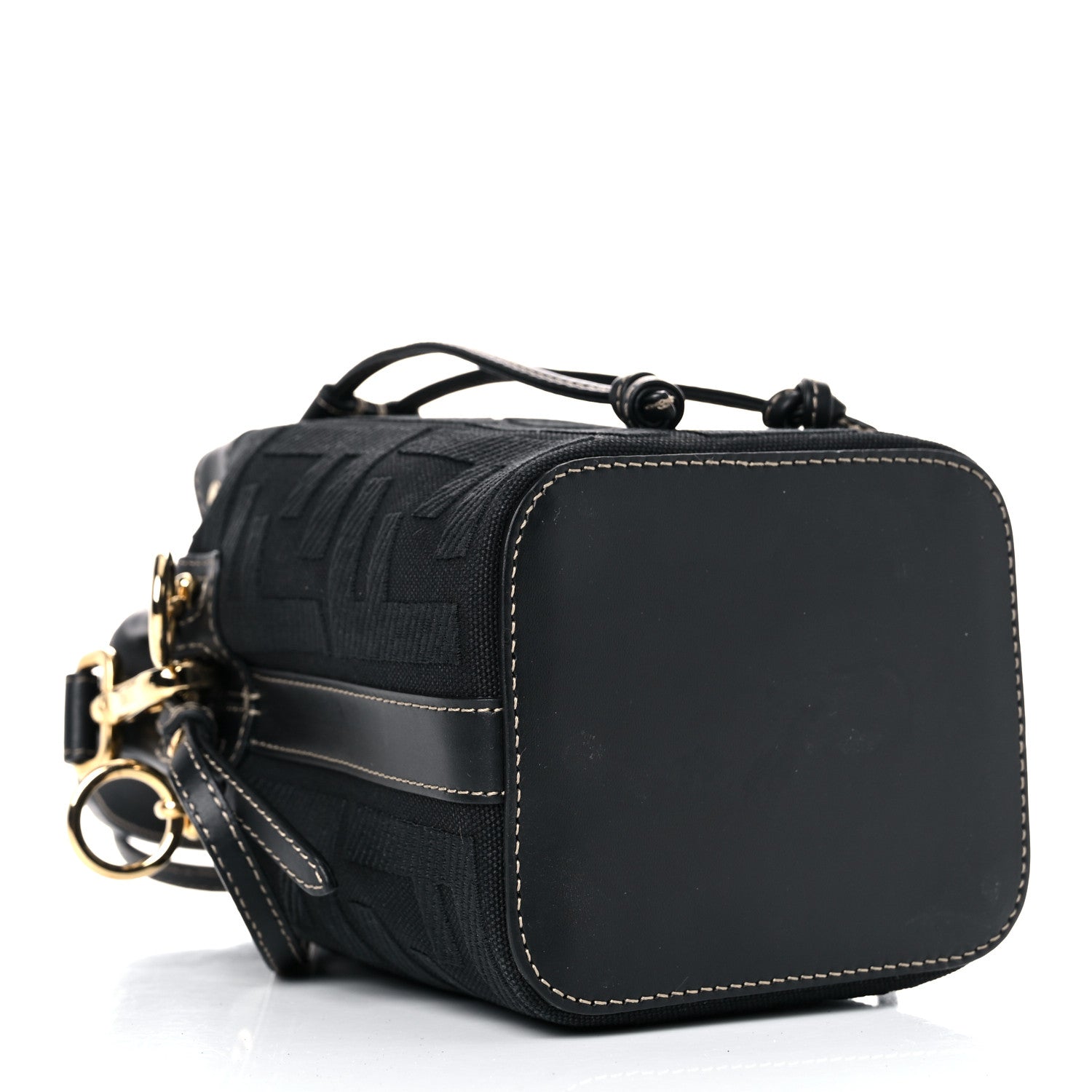 Fendi Canvas Vitello King F is Fendi FF Embroidered Mini Mon Tresor Bucket Bag Black 5 of 16
