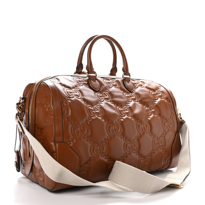 Gucci Calfskin GG Matelasse Medium Duffle Bag Peanut Brown 2 of 11