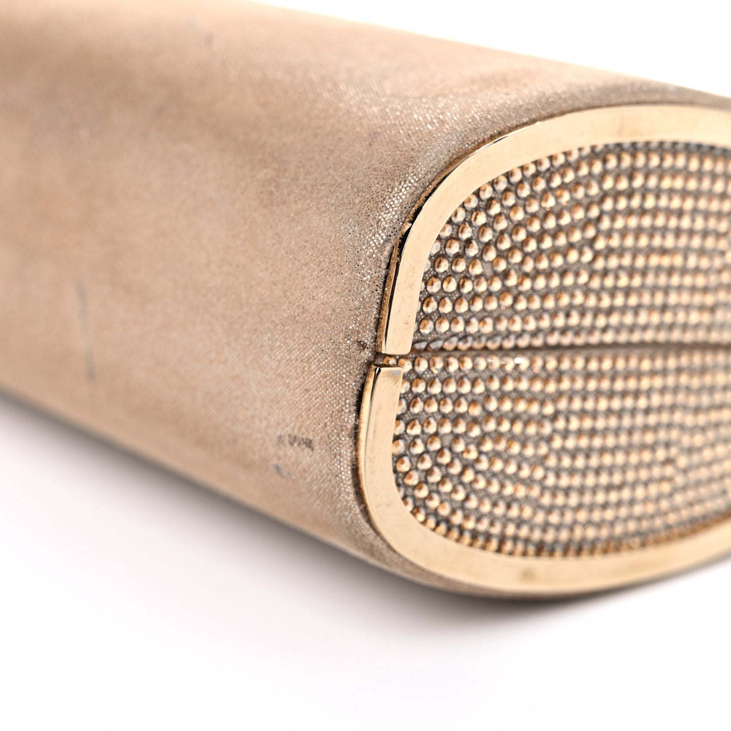 Shimmer Suede Mini Charm Clutch Sand