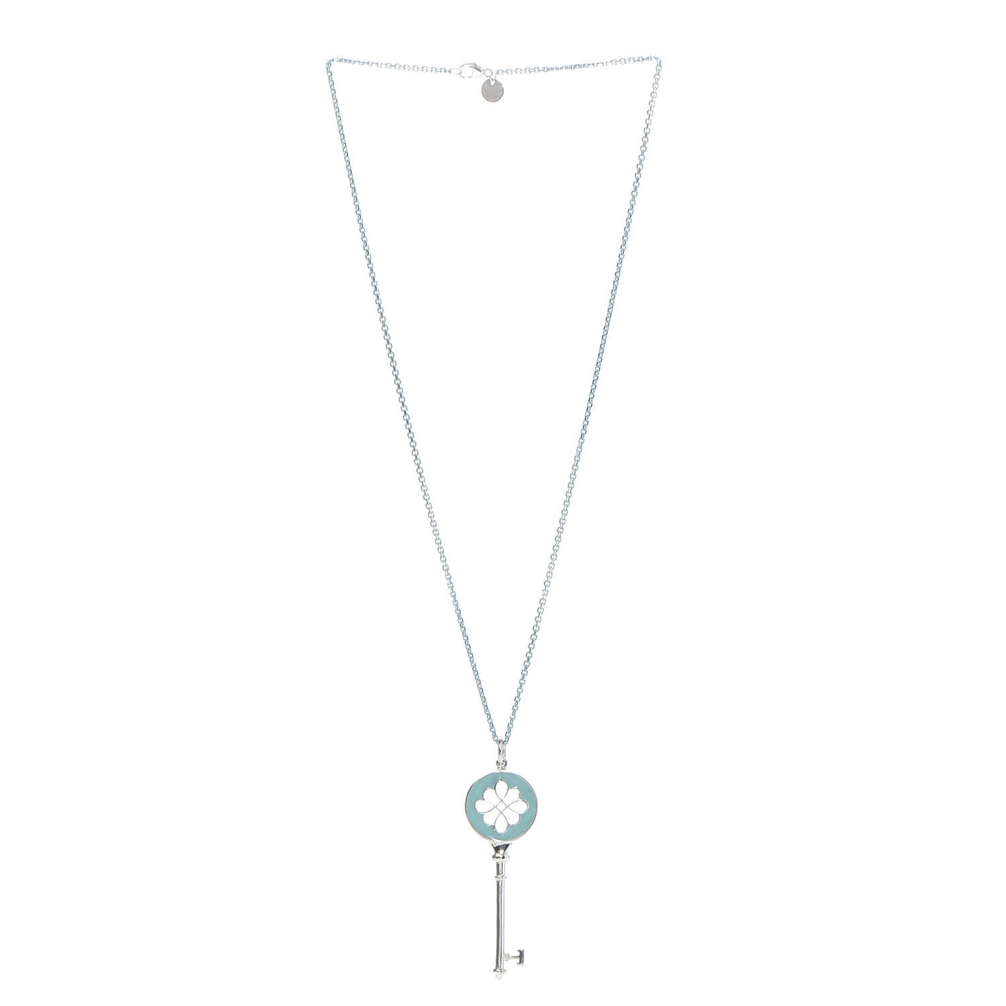 Sterling Silver Enamel Knot Key Pendant Necklace Blue