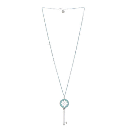 Tiffany Sterling Silver Enamel Knot Key Pendant Necklace Blue 3 of 7