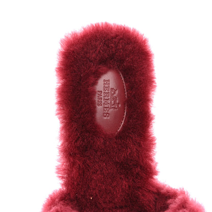 Hermes Woolskin Oran Sandals 39.5 Rouge H 7 of 9