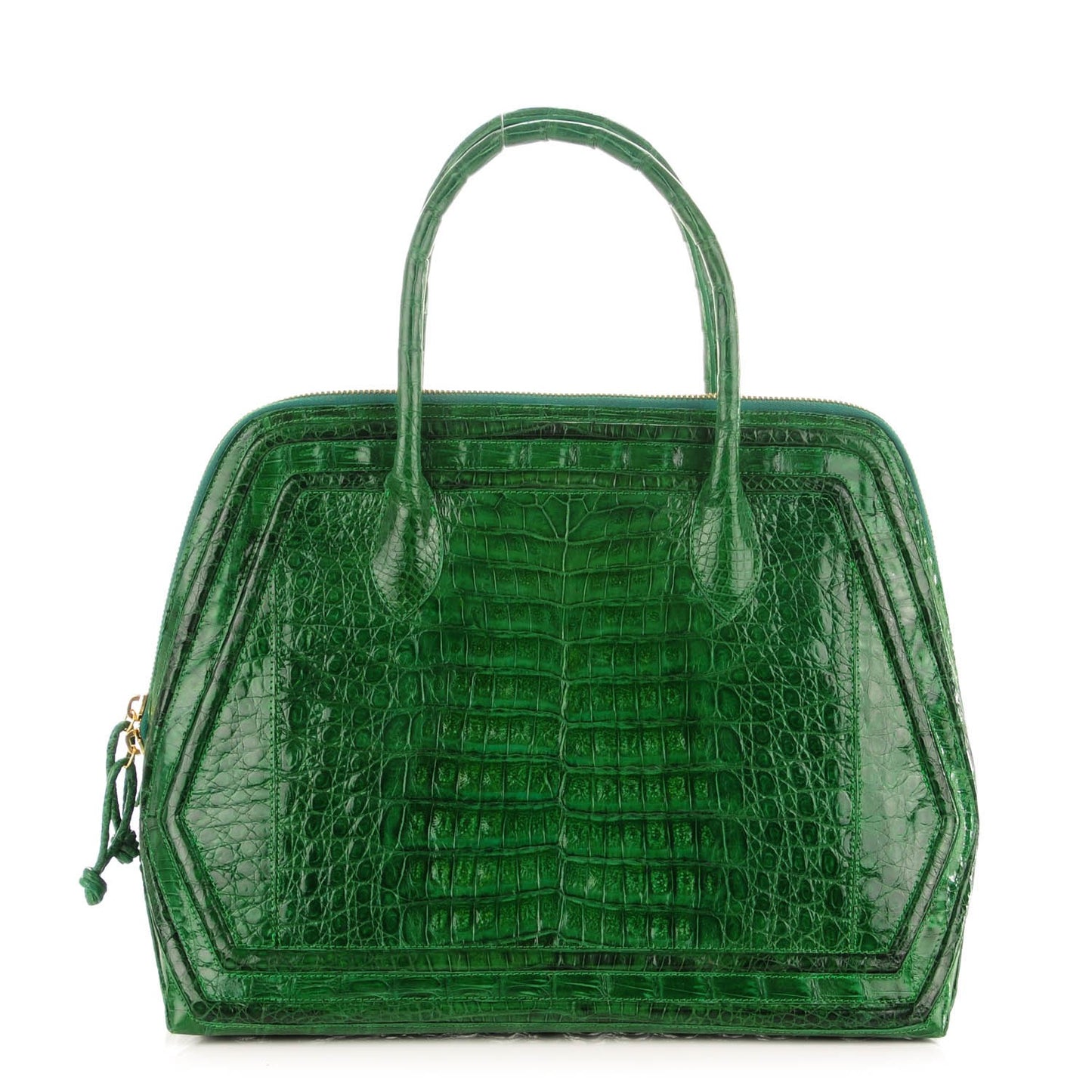 Crocodile Top Handle Tote Green