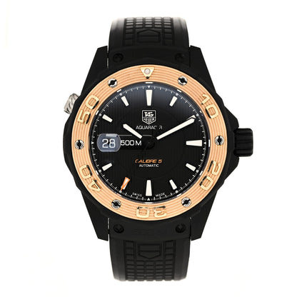 Tag Heuer Titanium 18K Rose Gold 43mm Aquaracer 500M Automatic Watch Black WAJ2182 1 of 5