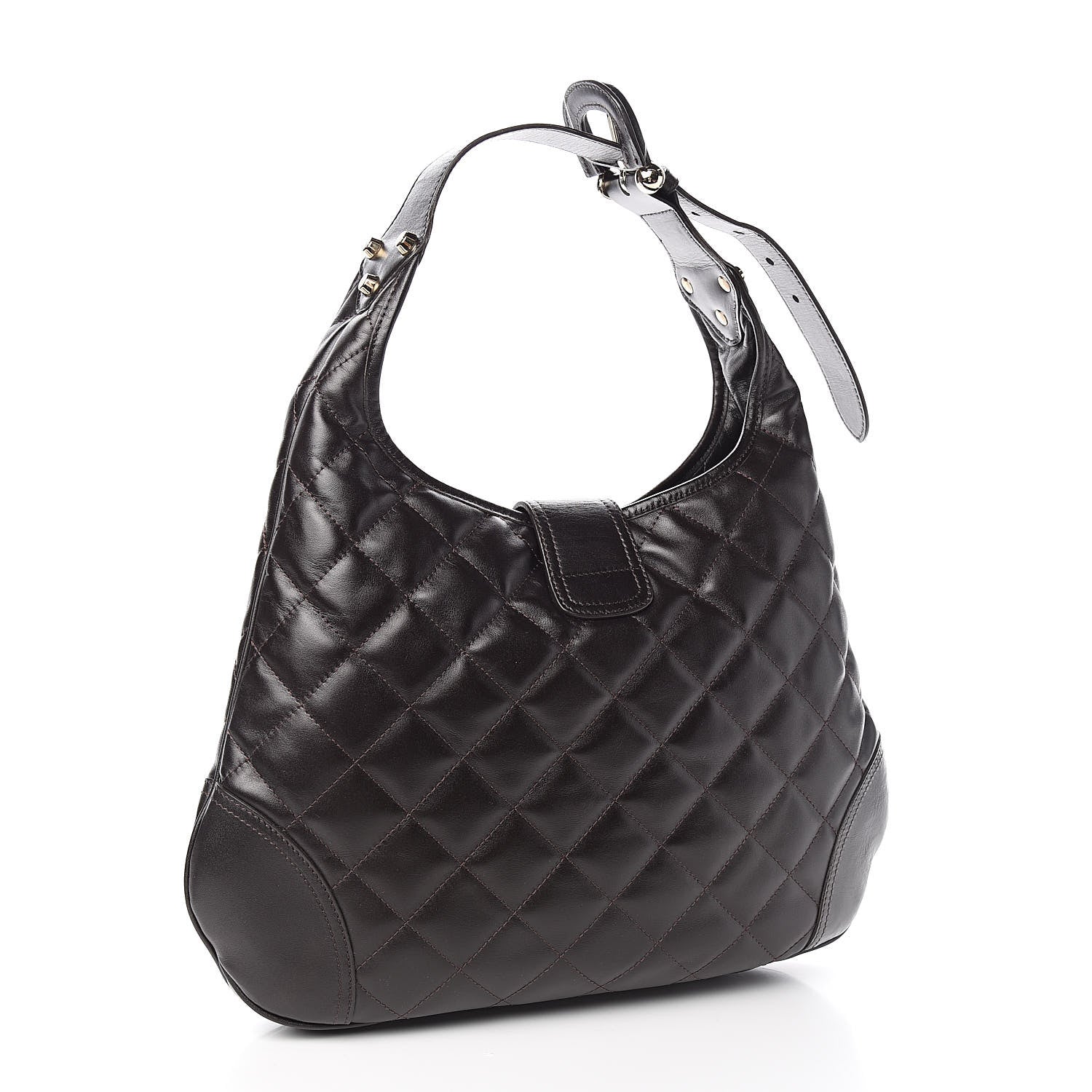 Burberry Calfskin Quilted Brook Hobo Dark Brown 3 of 9