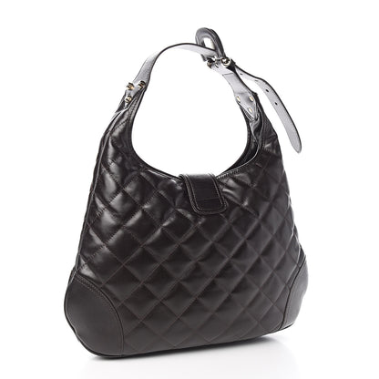 Burberry Calfskin Quilted Brook Hobo Dark Brown 3 of 9