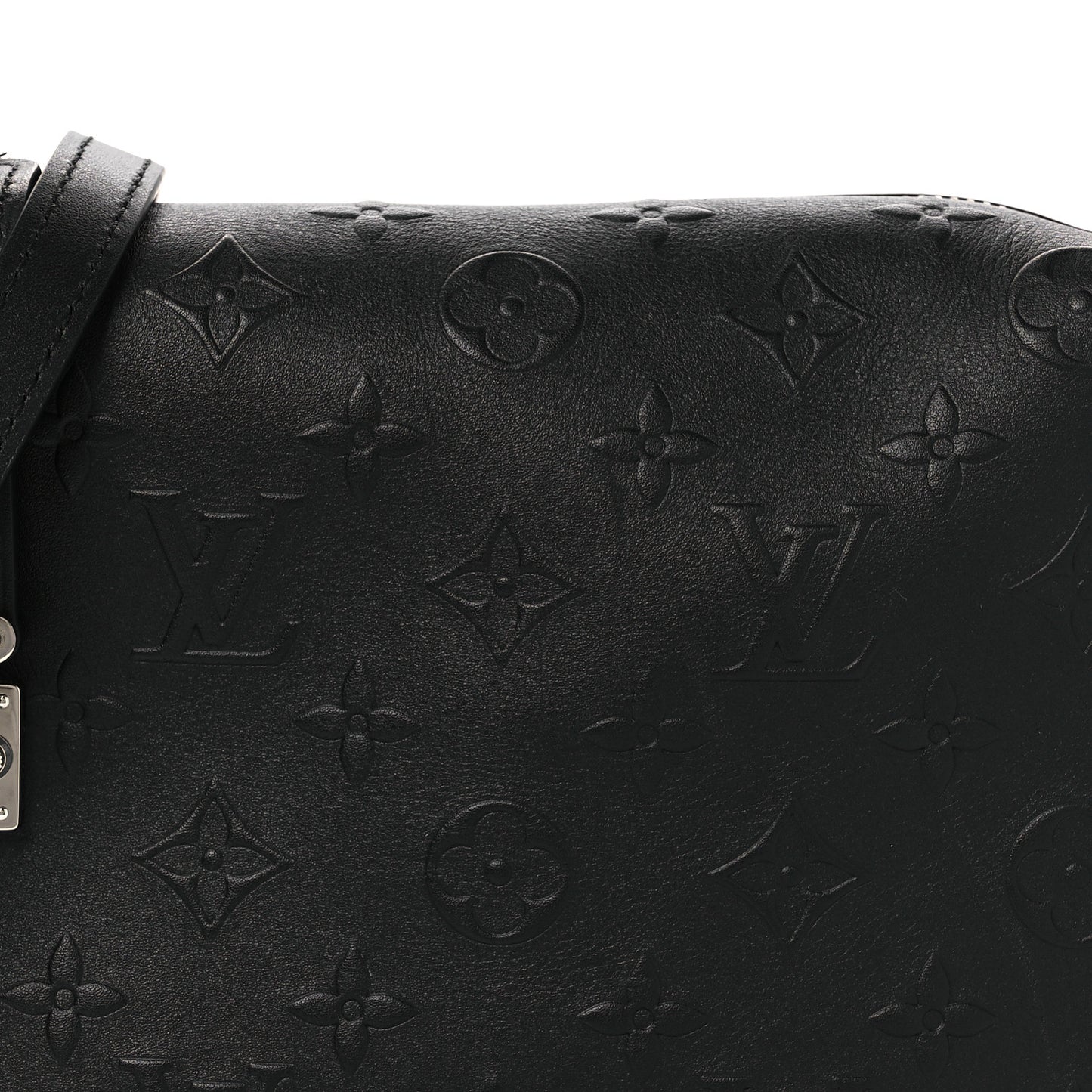 Calfskin Debossed Monogram Side Trunk Black
