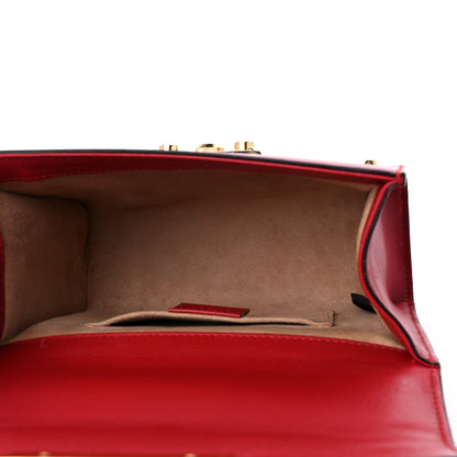 Gucci Calfskin Studded Small Padlock Shoulder Bag Hibiscus Red 4 of 10