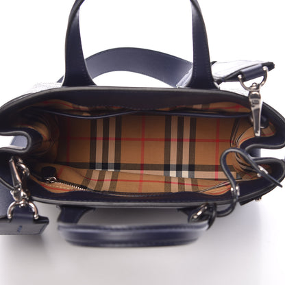 Burberry Derby Calfskin Perforated Small Banner Tote Regency Blue 5 of 12