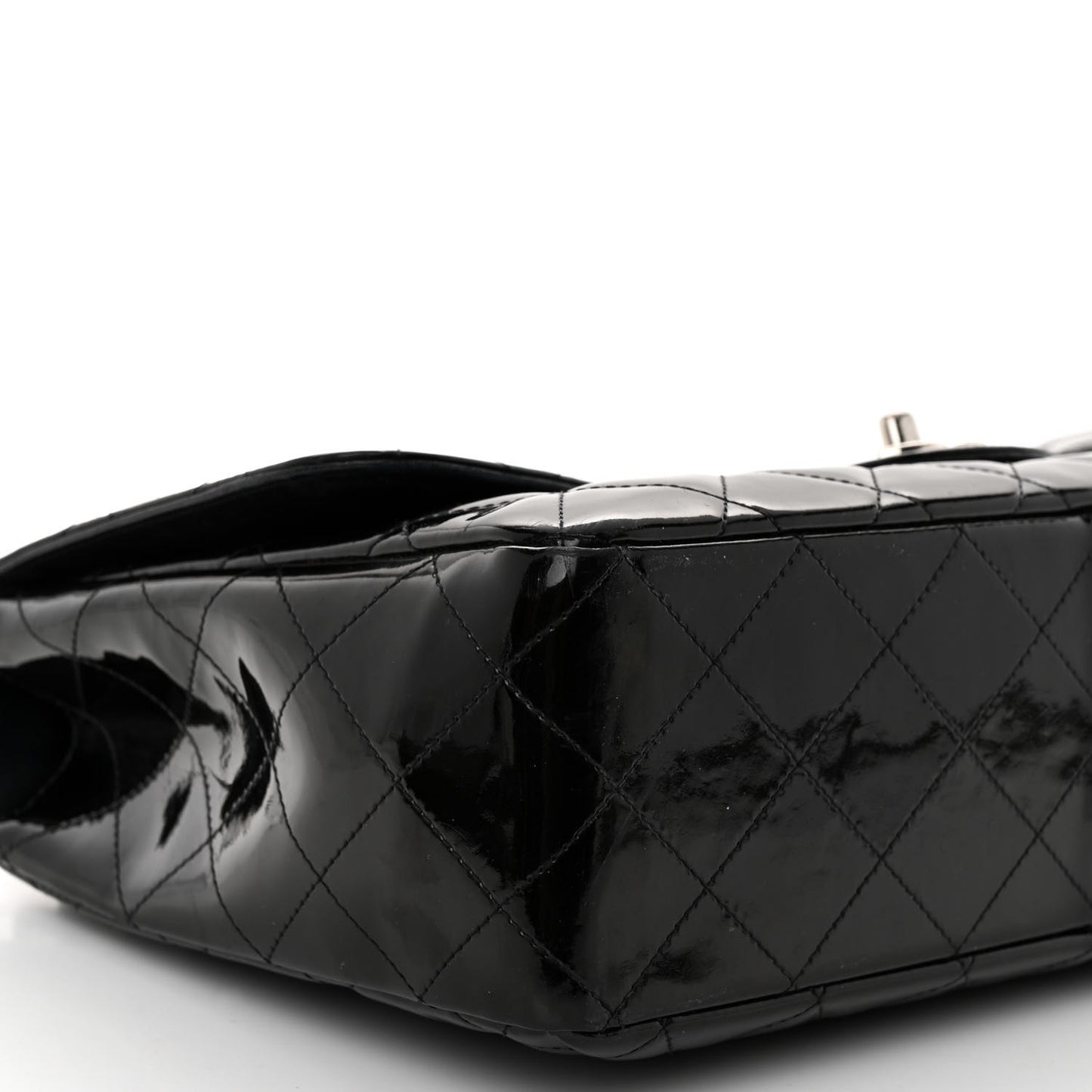 Patent Quilted Jumbo Single Flap Black
