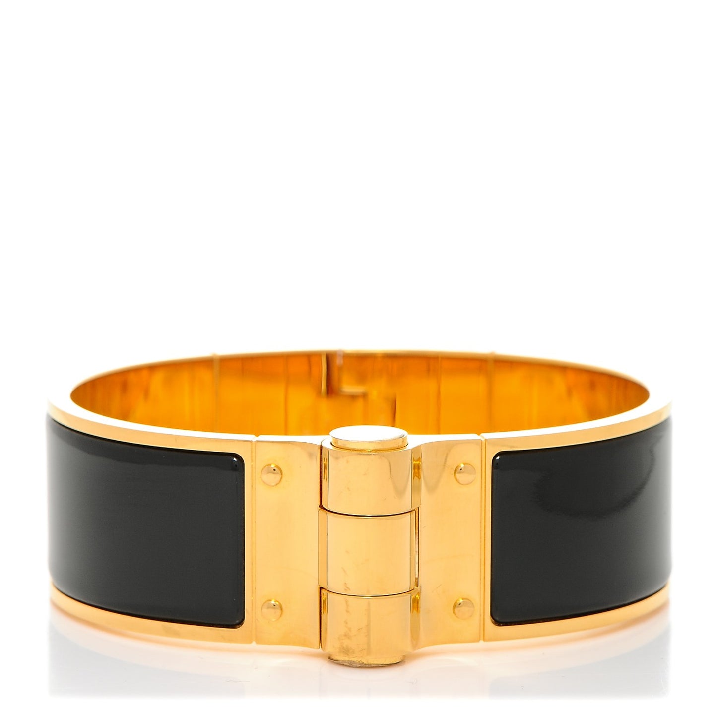 Enamel Wide Hinged Bracelet M Black