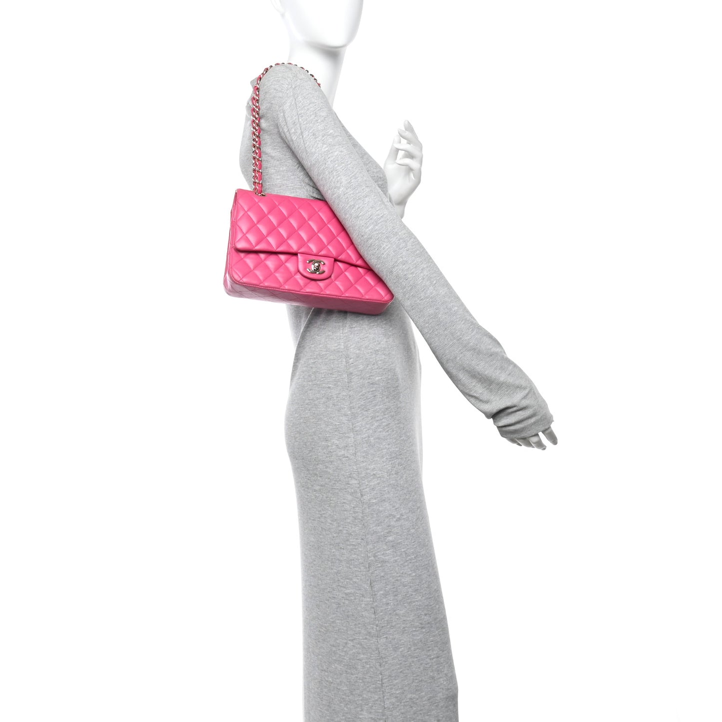 Lambskin Quilted Medium Double Flap Pink