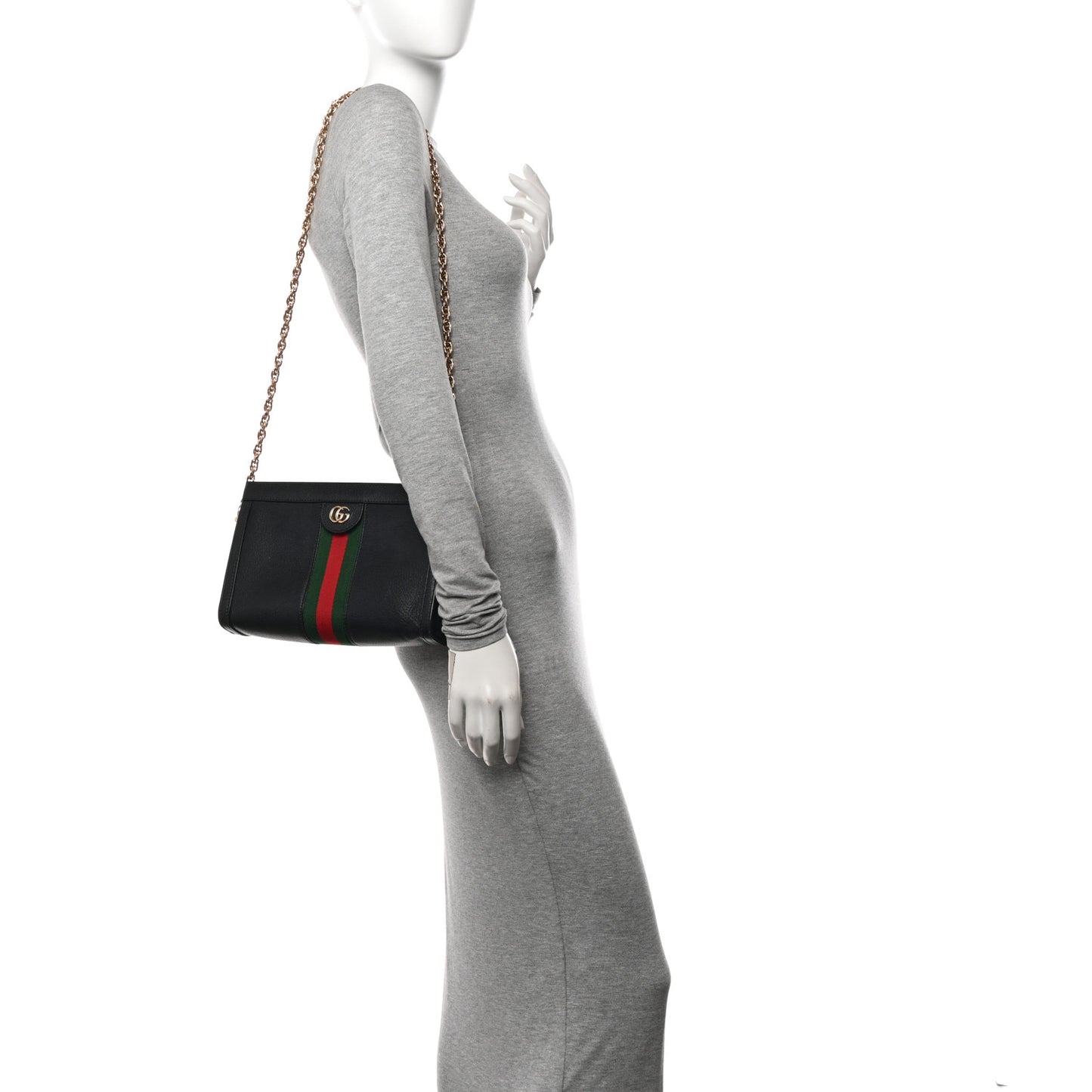 Calfskin GG Web Small Ophidia Chain Shoulder Bag Black