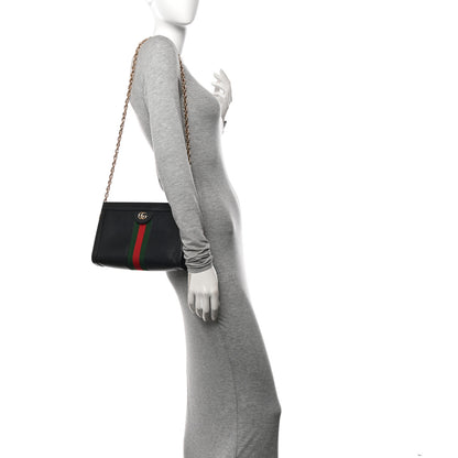 Gucci Calfskin GG Web Small Ophidia Chain Shoulder Bag Black 2 of 11