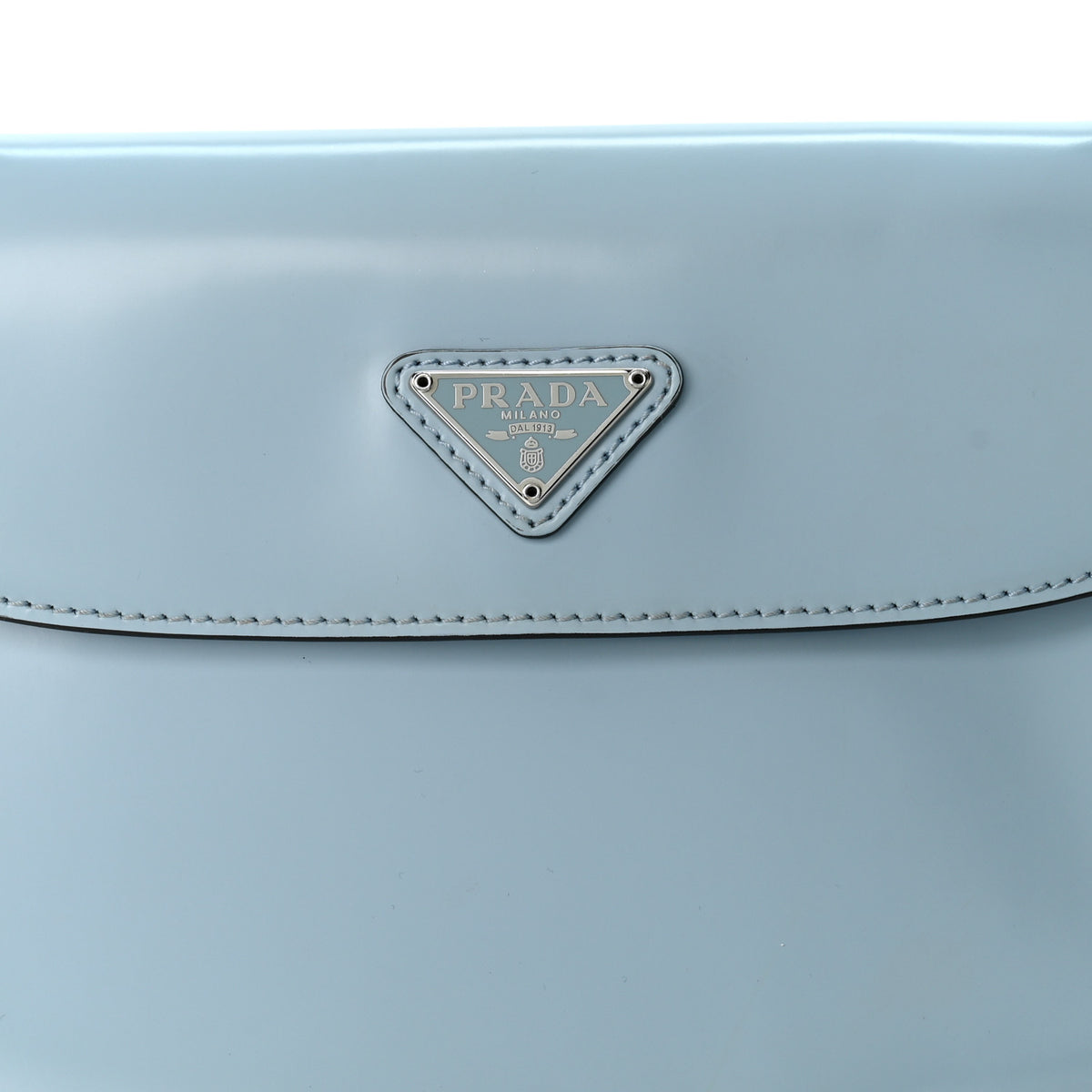 Prada Spazzolato Cleo Flap Shoulder Bag Celeste Black 8 of 10