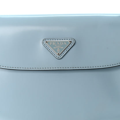 Prada Spazzolato Cleo Flap Shoulder Bag Celeste Black 8 of 10