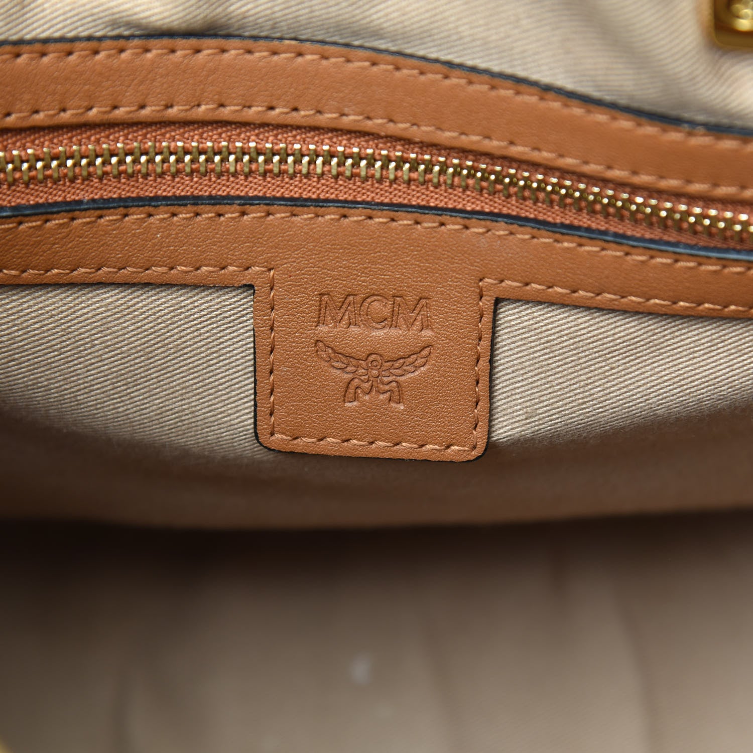 MCM Visetos Medium Boston Bag Cognac 6 of 15