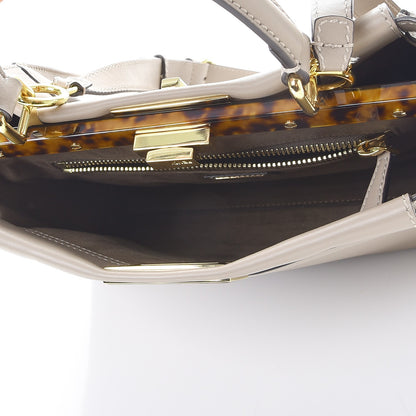 Fendi Vitello Seta Plexiglass Tortoise Medium Peekaboo Iconic Satchel Tortora 5 of 9