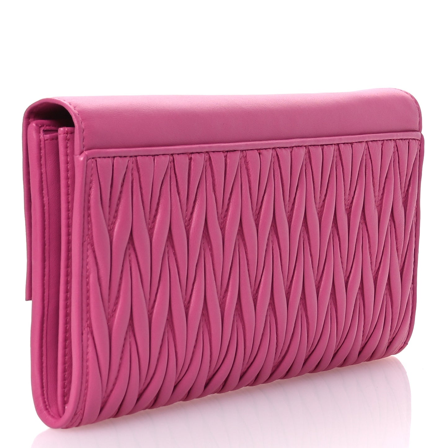 Nappa Matelasse Flap Clutch Fuxia