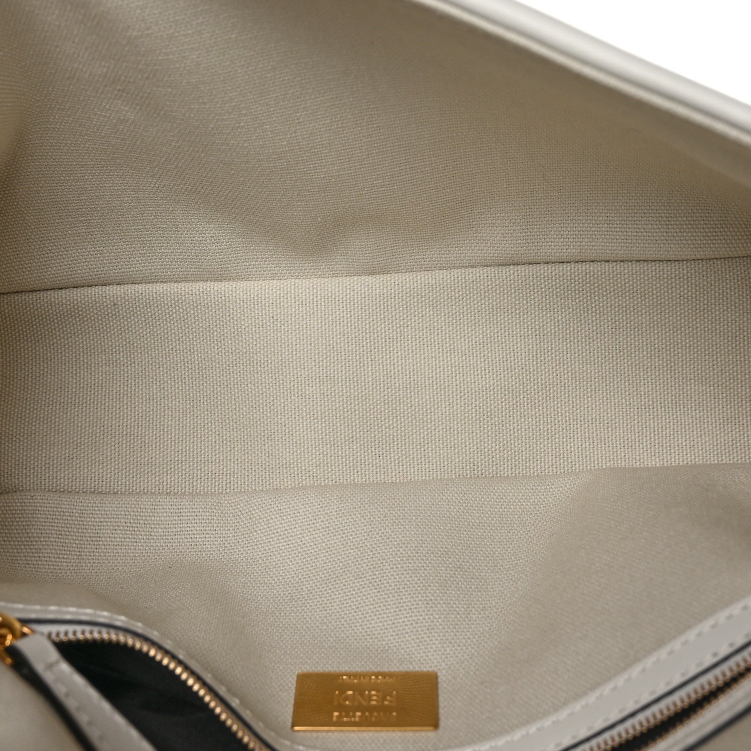 Fendi Canvas Vitello King Extra Strap FF Embroidered Baguette White Ice 5 of 11