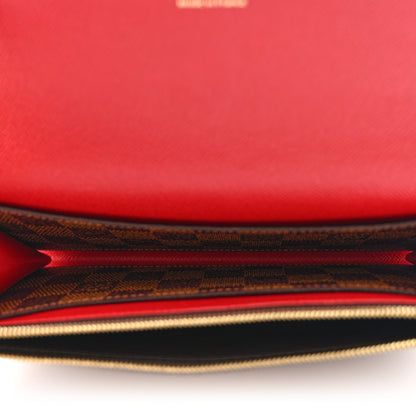 Louis Vuitton Damier Ebene Emilie Wallet Red 5 of 13