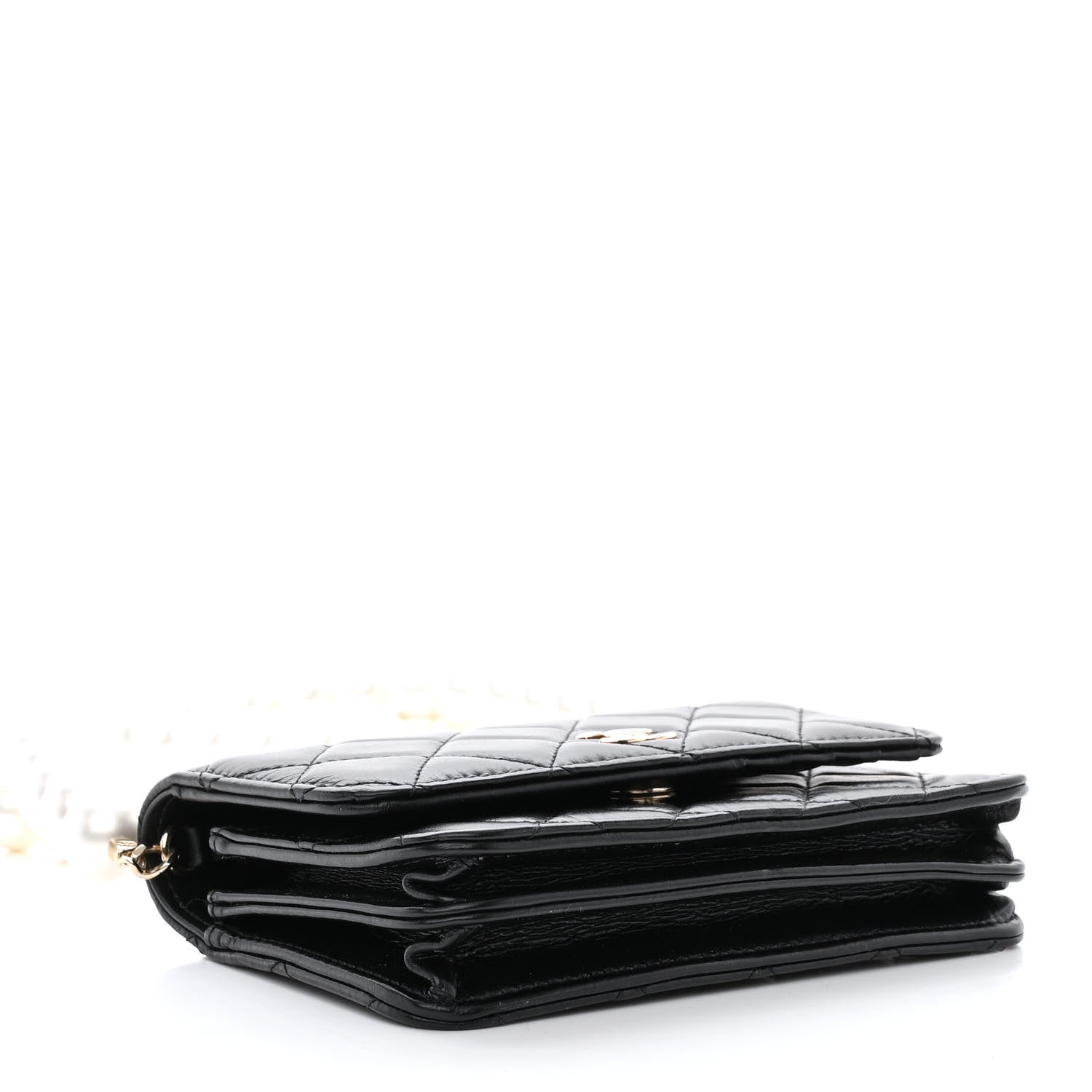 Chanel Calfskin Quilted Mini Maxi Pearls Wallet On Chain WOC Black 4 of 11