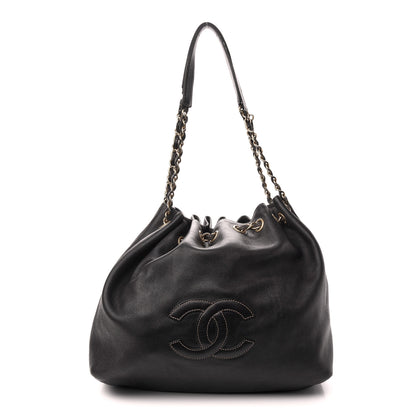 Chanel Grained Calfskin CC Drawstring Bucket Bag Black 1 of 11